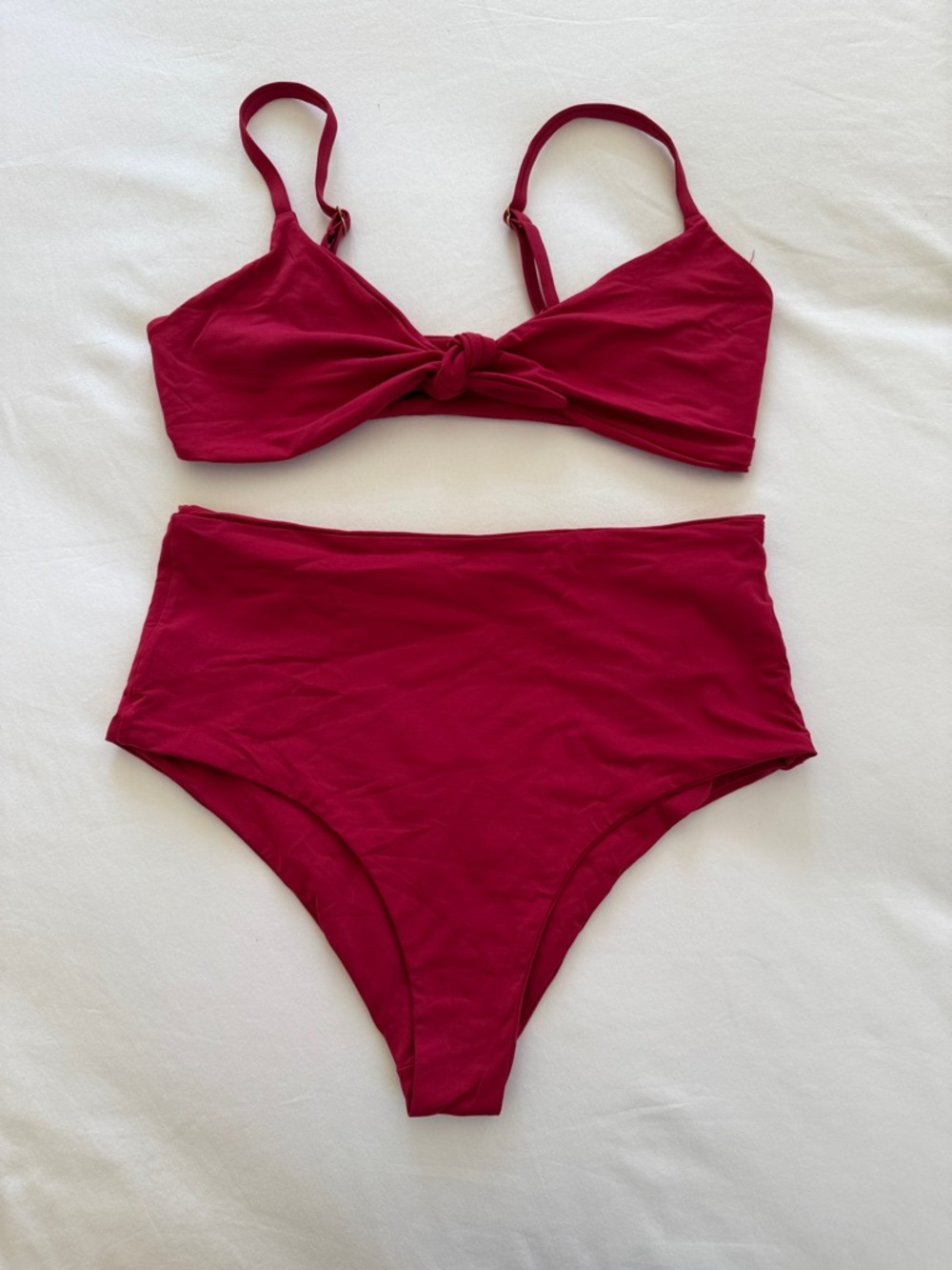 l*space Knot Front High Waist Bikini Set in Deep Red